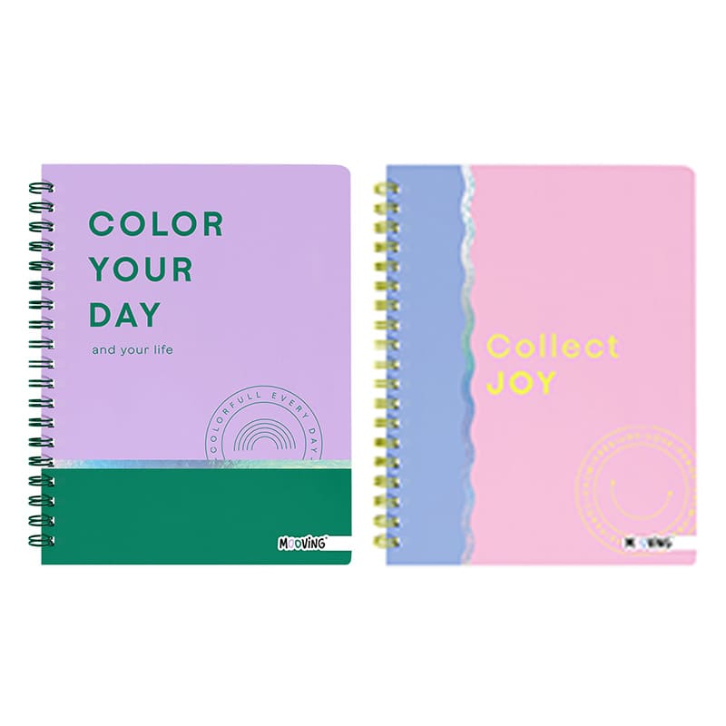  CUADERNO MOOVING 16X21 TAPA DURA ESPIRAL  80H RAYADO PASTEL