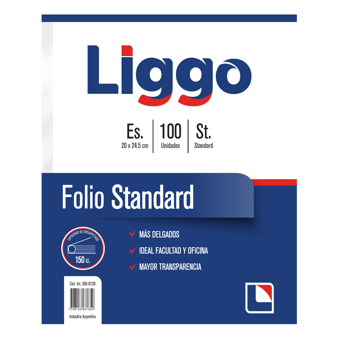 FOLIO ESCOLAR 30 MICRONES LIGGO STANDARD  X100