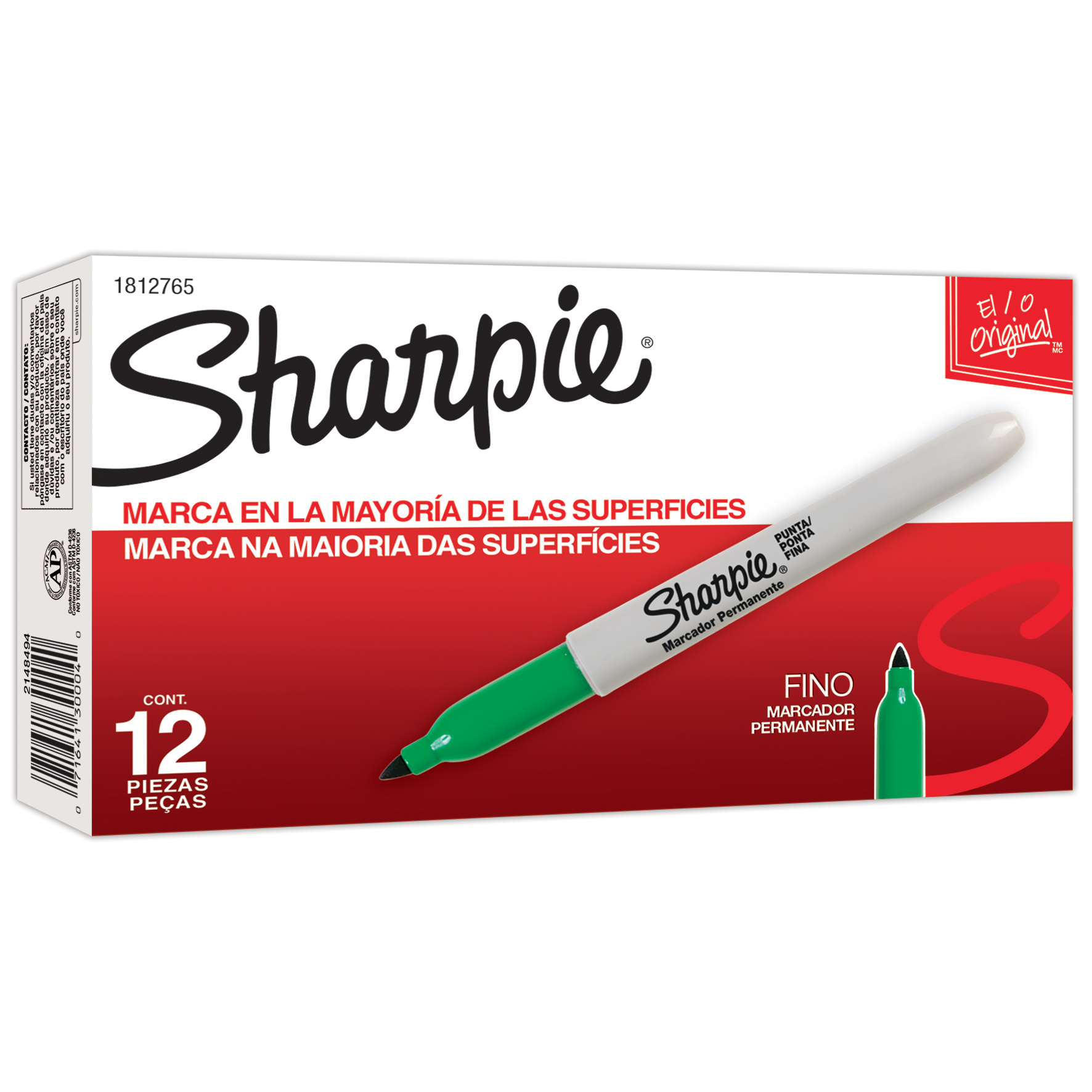  MARCADOR PERMANENTE SHARPIE FINO VERDE;
X12