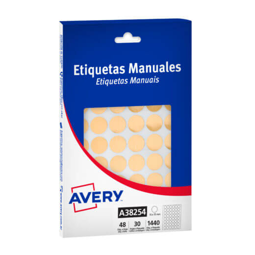  ETIQUETA AVERY MANUAL AMARILLA  METALIZADA 38254 15MM 48ET X30 HOJAS