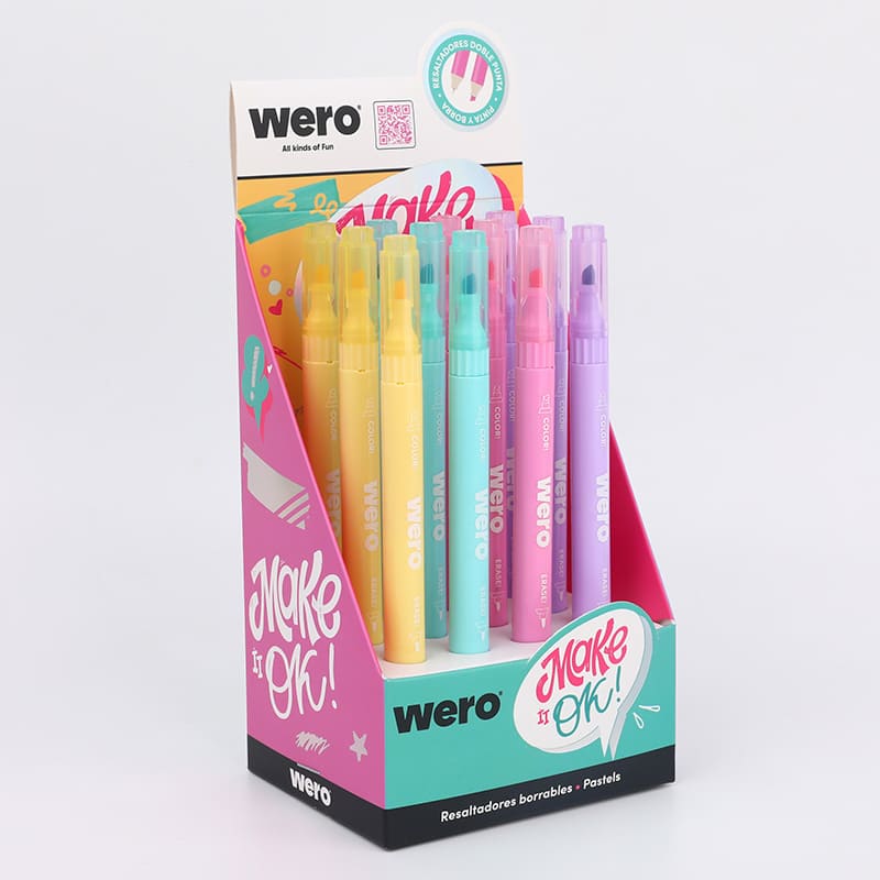  RESALTADOR FINO BORRABLE WERO DISPLAYX12 PASTEL