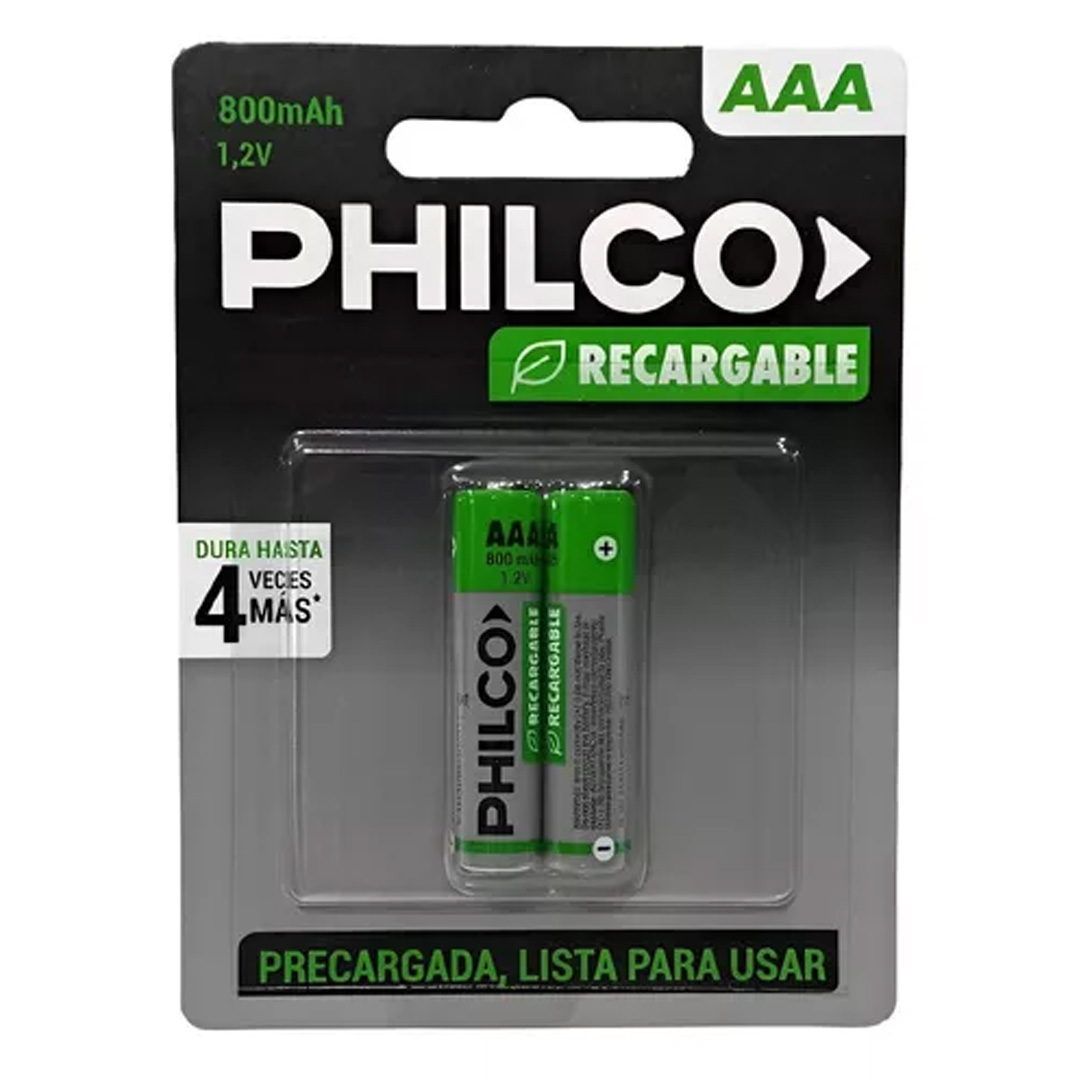  PILA AAA ALCALINA PHILCO RECARBABLE  BLISTER X2