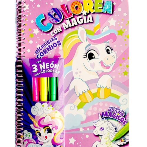  LIBRO PLOW COLOEA CON MAGIA INCREIBLES;
UNICORNIOS + 3 MARCADORES