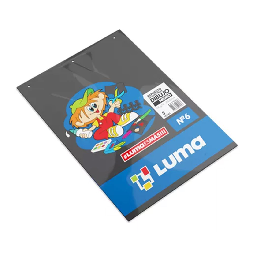  REPUESTO DIBUJO N6 LUMA X 5 HOJAS NEGRO