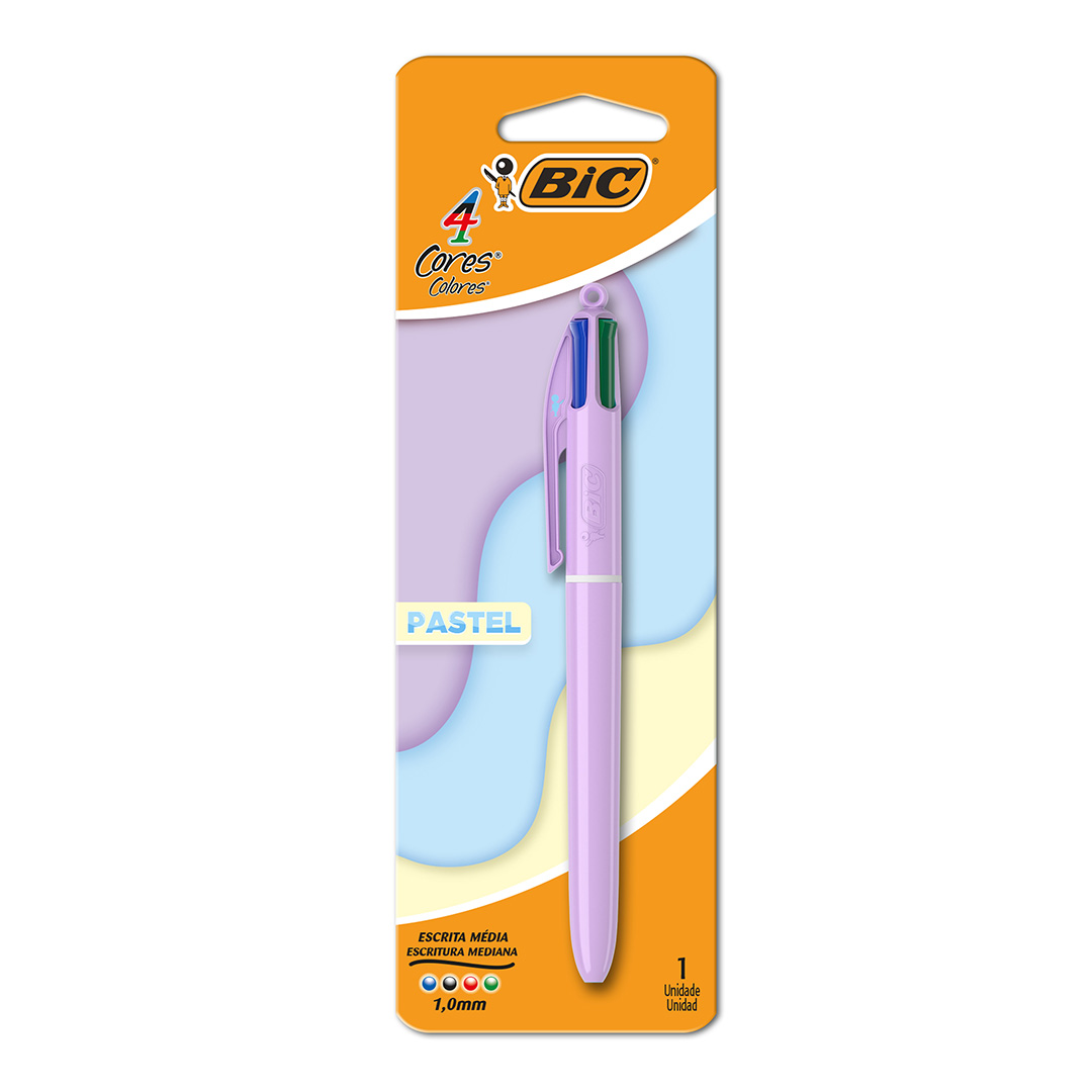  BOLIGRAFO RETRACTIL BIC 4 COLORES PASTEL  BLISTER X1