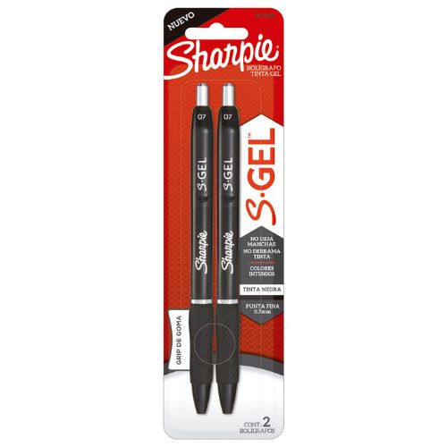  BOLIGRAFO RETRACTIL SHARPIE GEL 07MM  TINTA NEGRO BLISTER X2