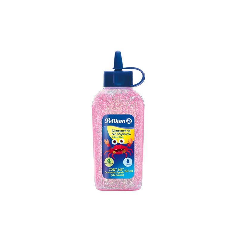  ADHESIVO GLITTER PELIKAN 60ML ROSA  PASTEL CAJA X6
