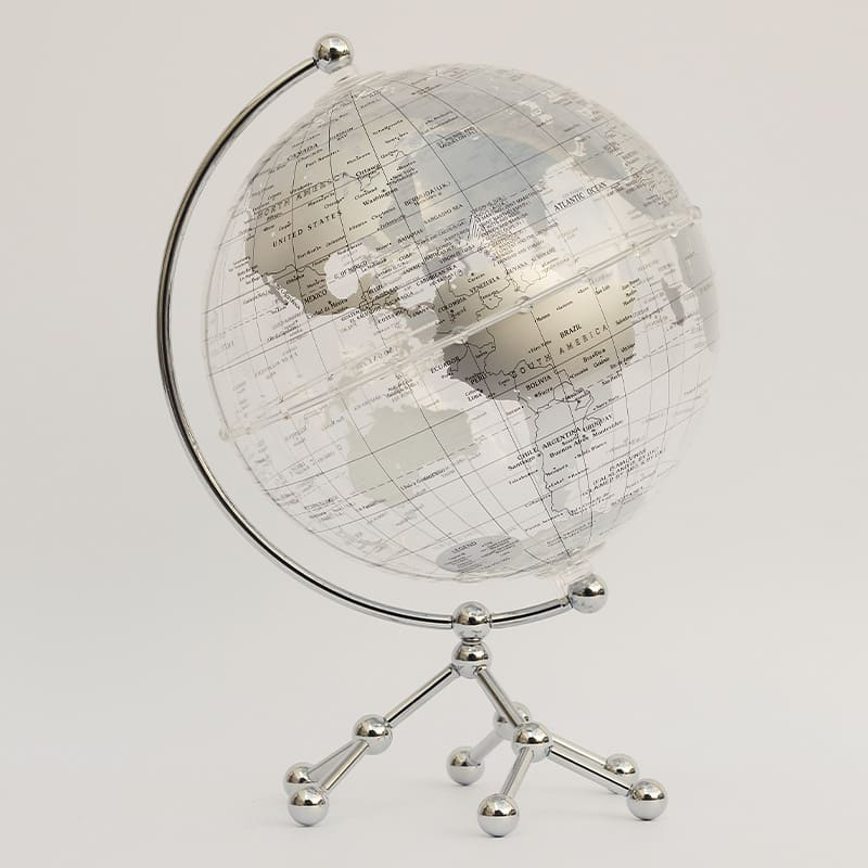  GLOBO TERRAQUEO TOKIO PLOW BASE METALCROMADO 20CM