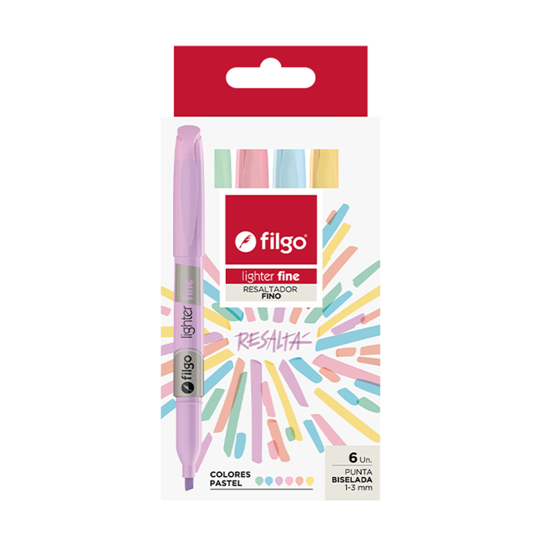  RESALTADOR FINO FILGO BLISTER X6 PASTEL SURTIDO