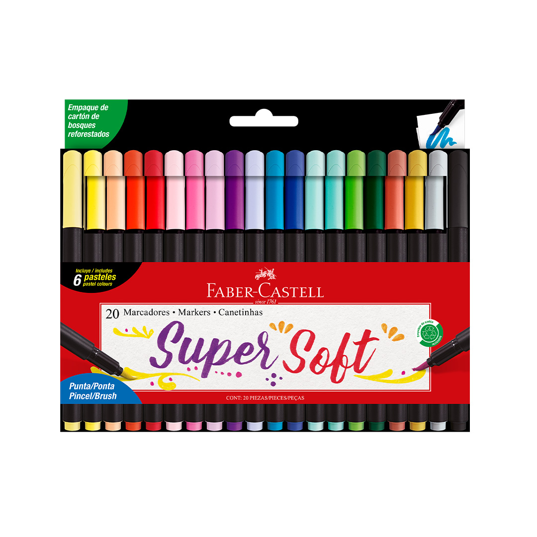  MARCADOR PUNTA PINCEL FABER SUPER SOFT;
X20