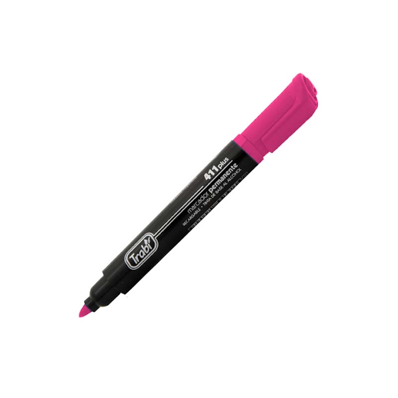  MARCADOR PERMANENTE TRABI 411 PLUS PUNTA  REDONDA X12 ROSA