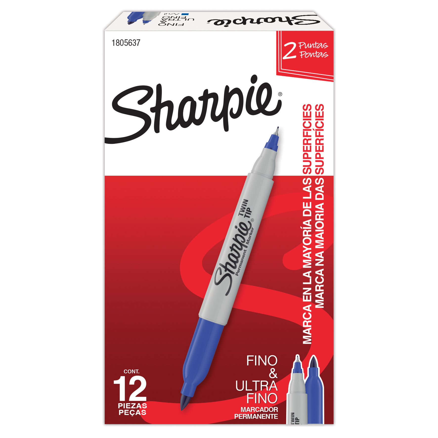  MARCADOR PERMANENTE SHARPIE TWIN TIP  AZUL X12