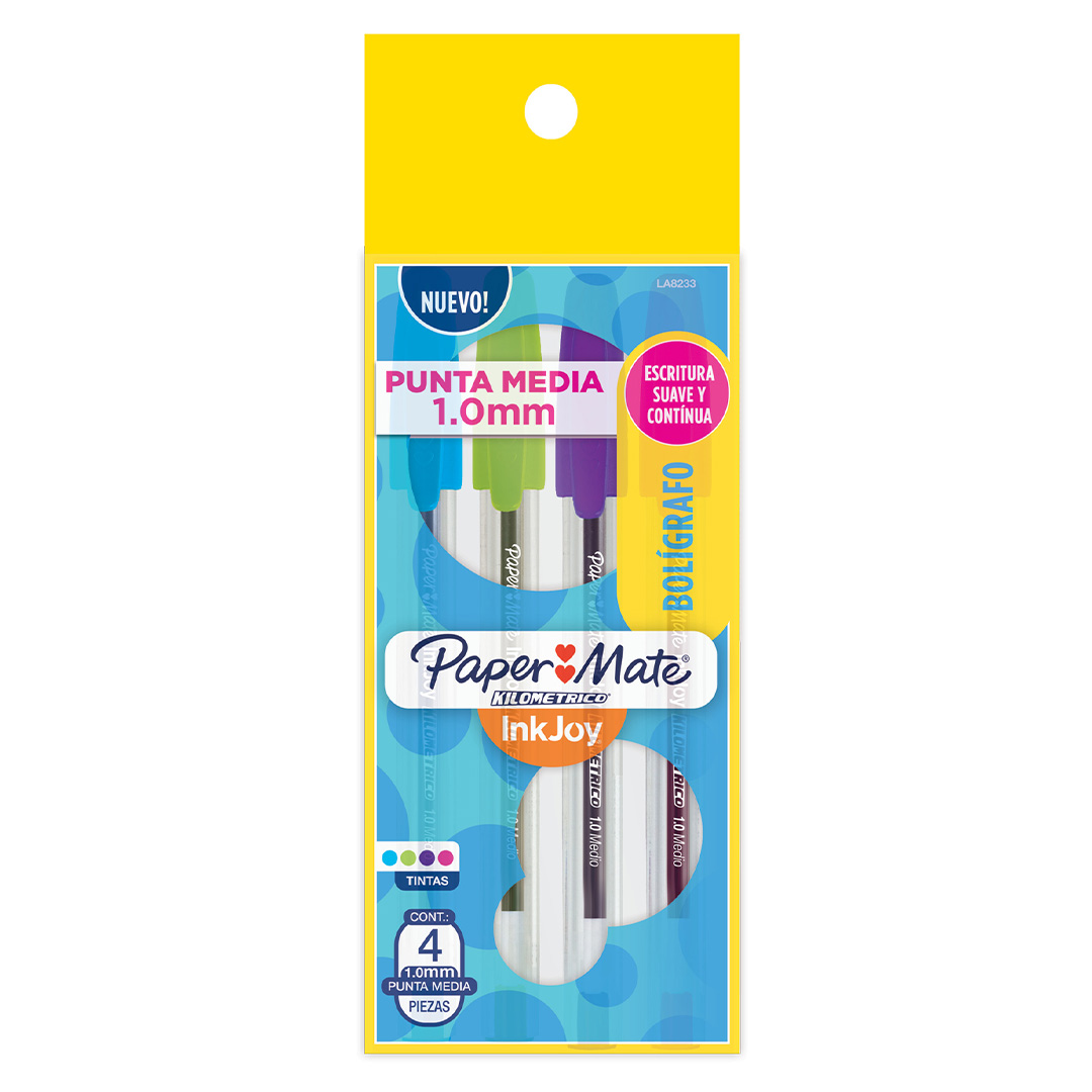  BOL PAPERMATE KILOMETRICO 100ST INKJOY;
SURTIDO BOLSA X4
