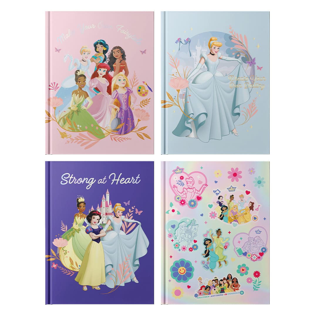  CUADERNO EZCO 19X25 TAPA DURA COSIDO;
64H RAYADO SURTIDO PRINCESA