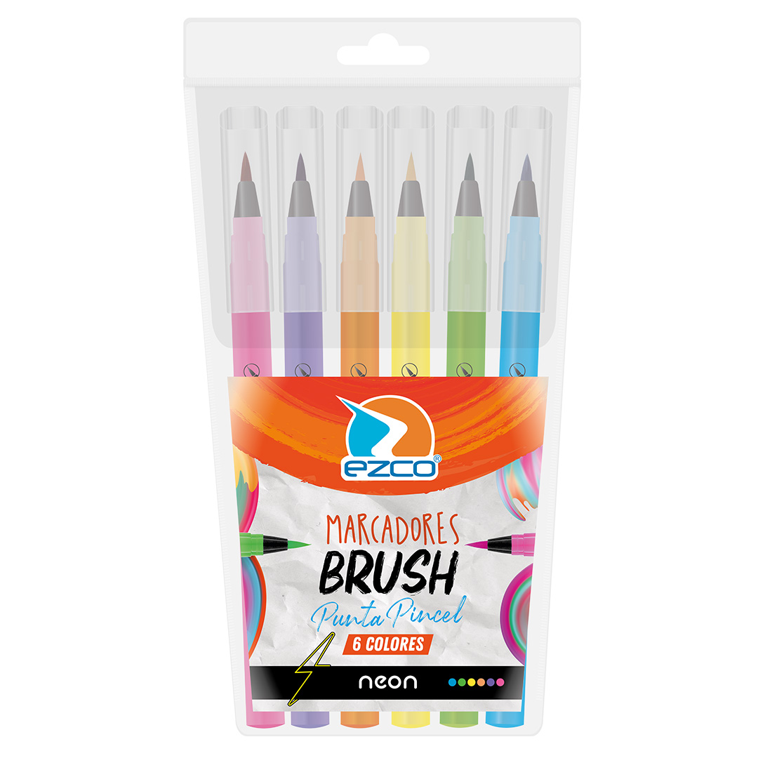  MARCADOR PUNTA PINCEL EZCO X6 NEON  COLORES