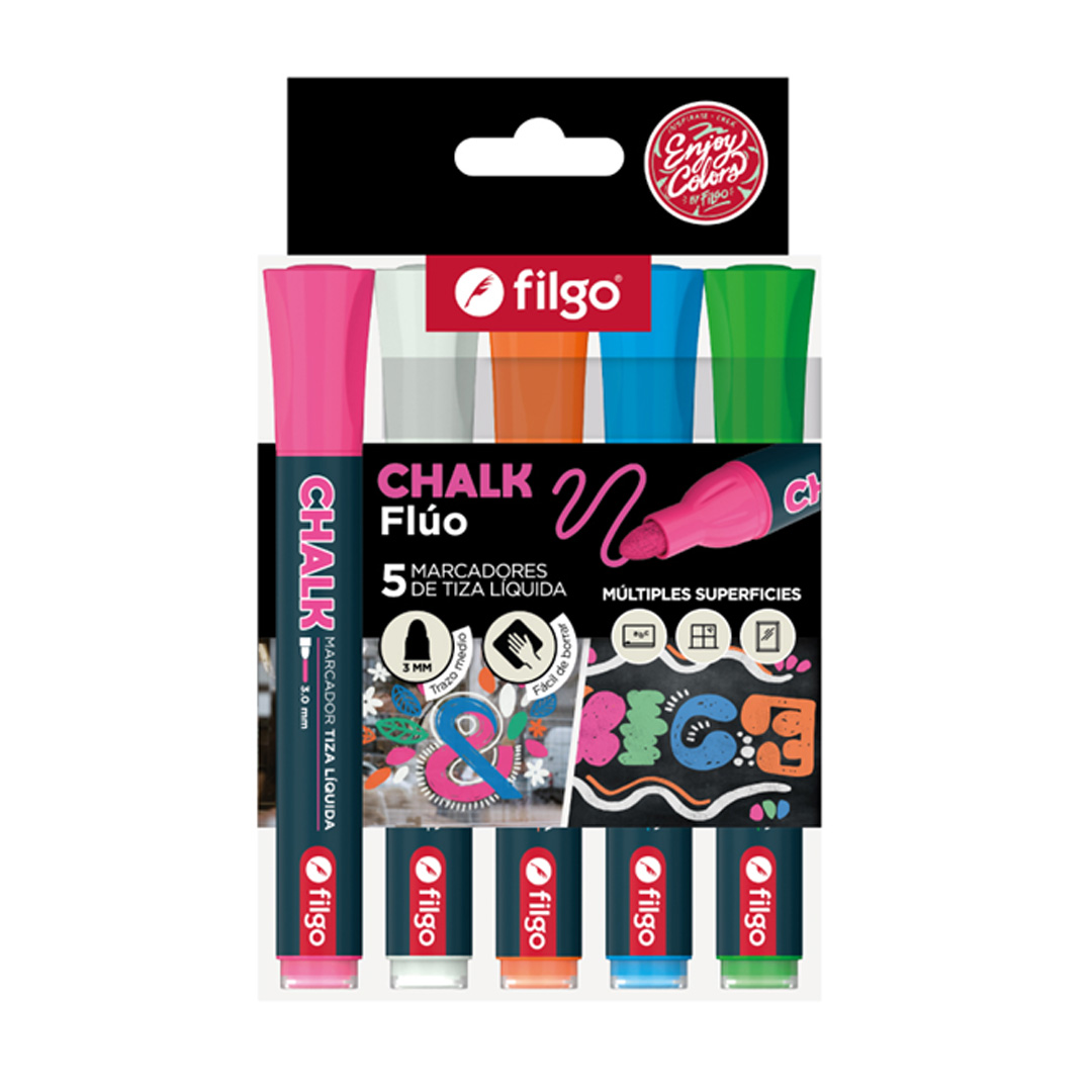  MARCADOR TIZA FILGO CHALK 3MM BLISTER X5  SURTIDO