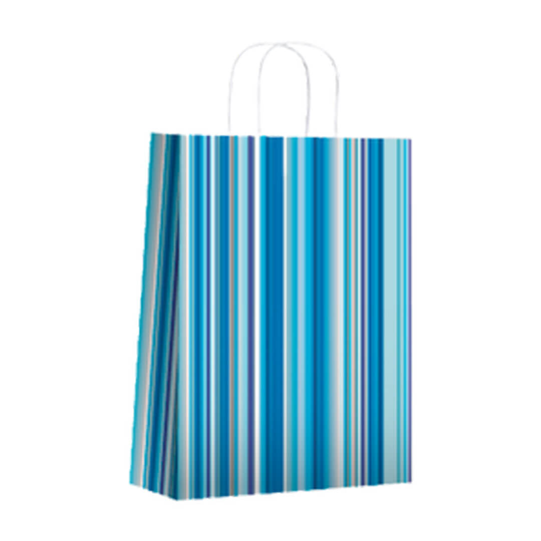  BOLSA PAPEL FANTASIA BRANDPACK 30X12X41 X25 RAYAS AZULES
