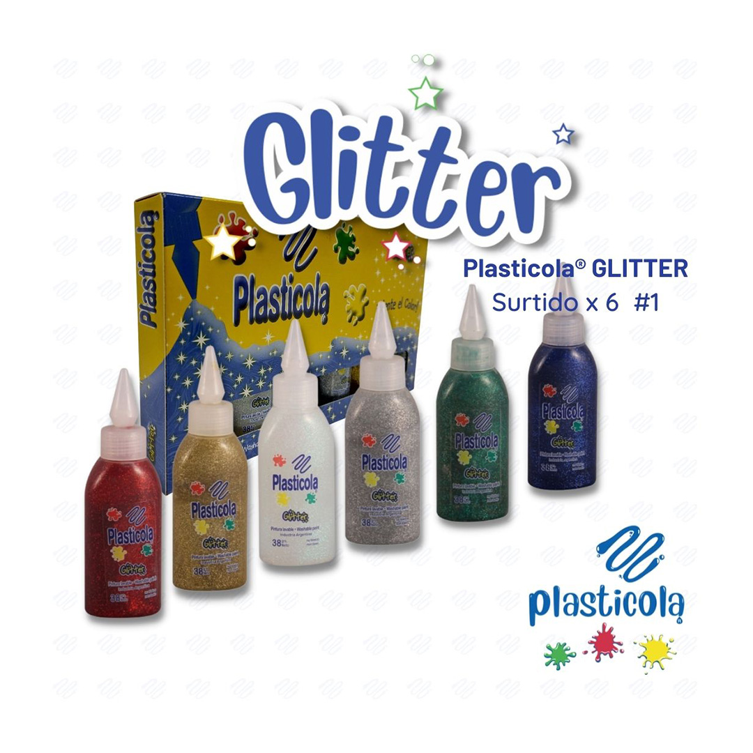  ADHESIVO GLITTER PLASTICOLA 31GR X6  SURTIDO