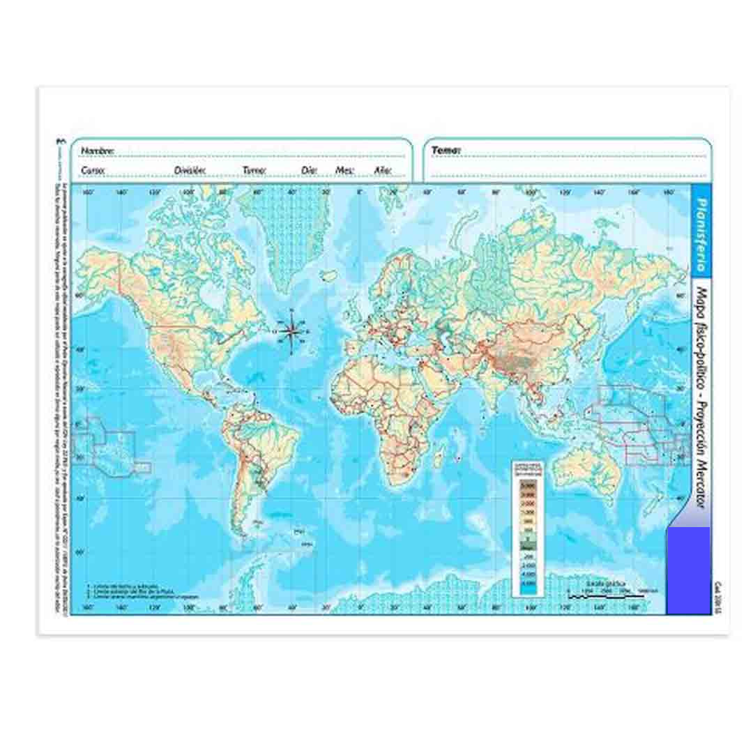  MAPAS N3 LAPRIDA X40H PLANISFERIO  FISICO/POLITICO