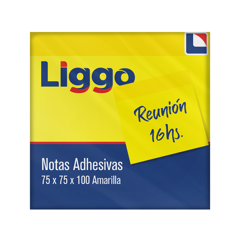  NOTA ADHESIVA LIGGO 75X75 100 HOJAS  AMARILLA PACK X12