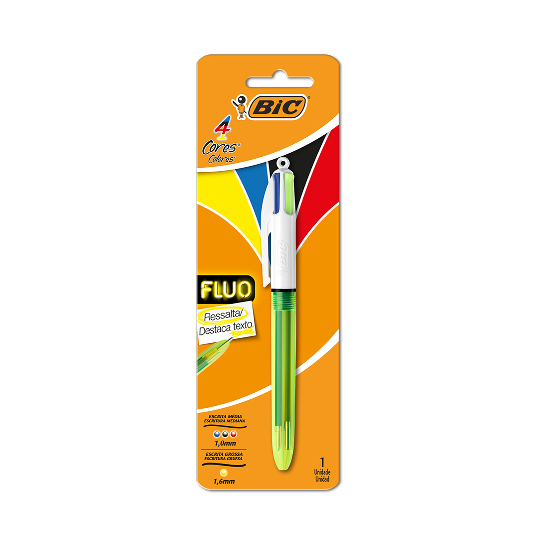  BOLIGRAFO RETRACTIL BIC 4 COLORES FLUO