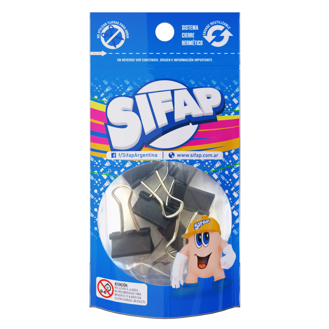  CLIPS BINDER SIFAP 19MM NEGRO X6  UNIDADES