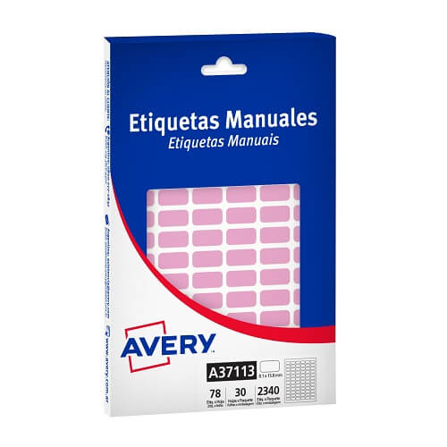  ETIQUETA AVERY MANUAL ROSA PASTEL 37113 8X15 MM X30 HOJAS
