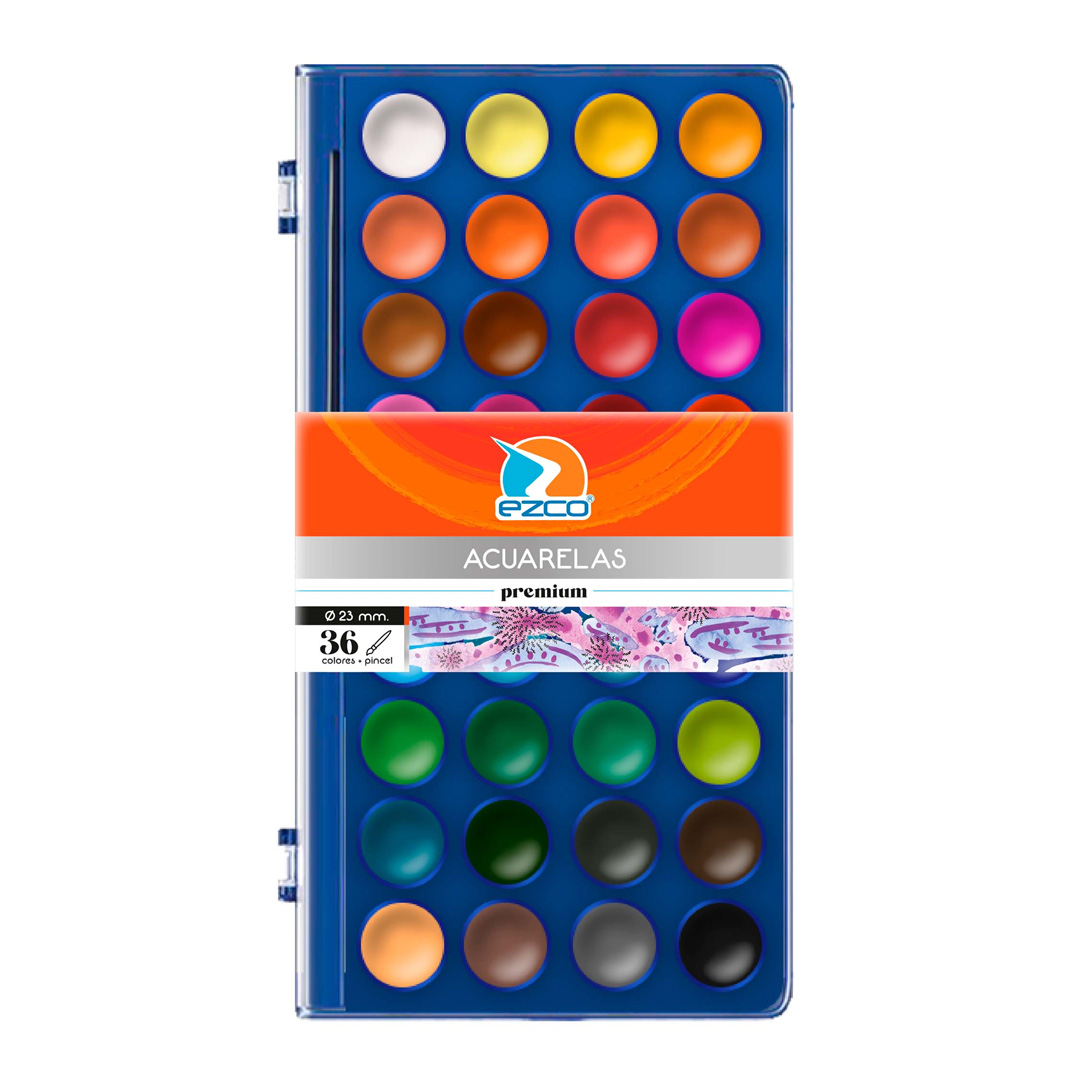  ACUARELA EZCO X36 ESTUCHE PLASTICO  RIGIDO