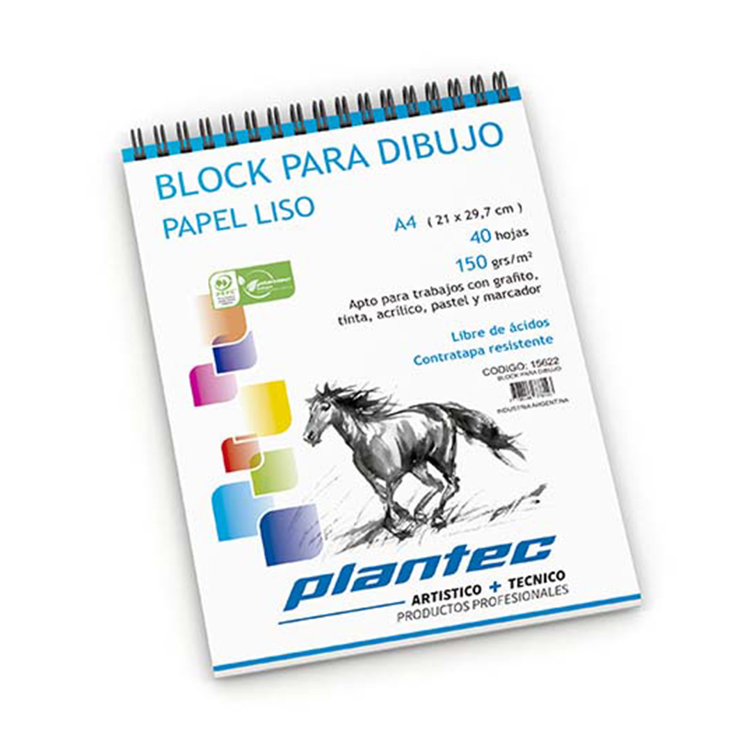  BLOCK DIBUJO PLANTEC ESPIRALADO 150GR A4  X40 HOJAS