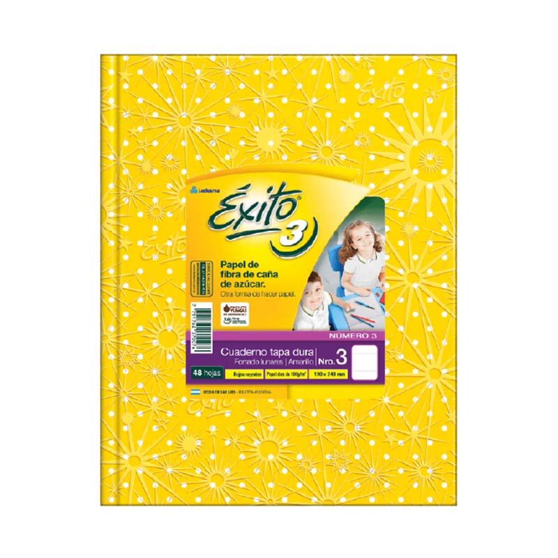  CUADERNO EXITO 19X24 TAPA CARTON LUNAR;
AMARILLO 48 HOJAS RAYADO