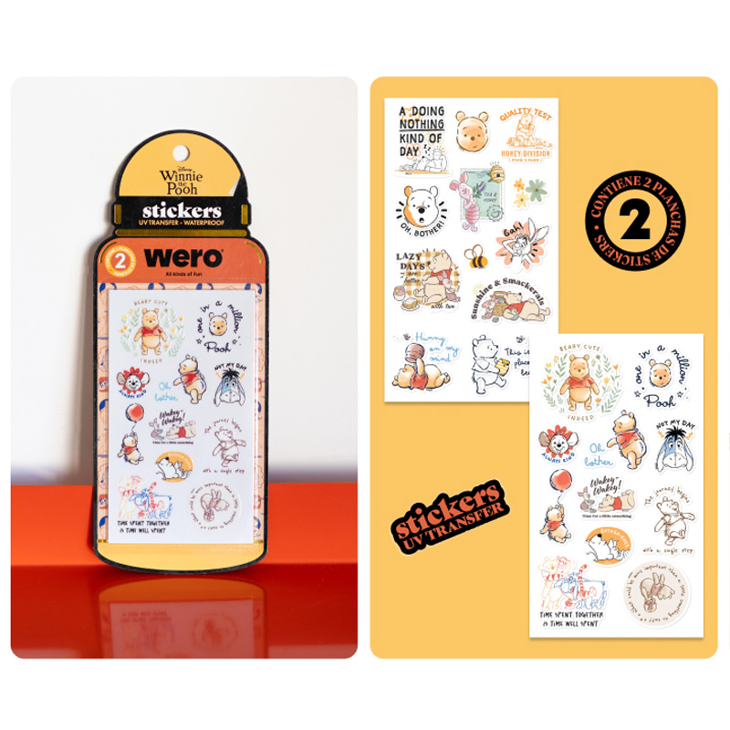  STICKERS BOTELLA WERO WINNIE POOH 2  PLANCHAS UV TRANSFER