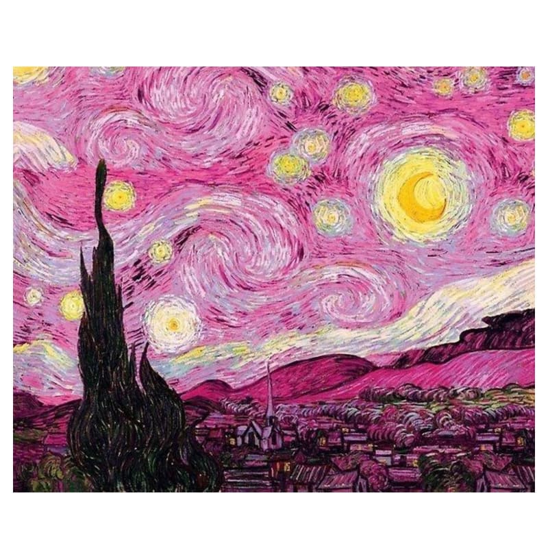  DIAMOND PAINTING 20X30 CUADROS FAMOSOS;
LA NOCHE ESTRELLADA ROSA GD90324