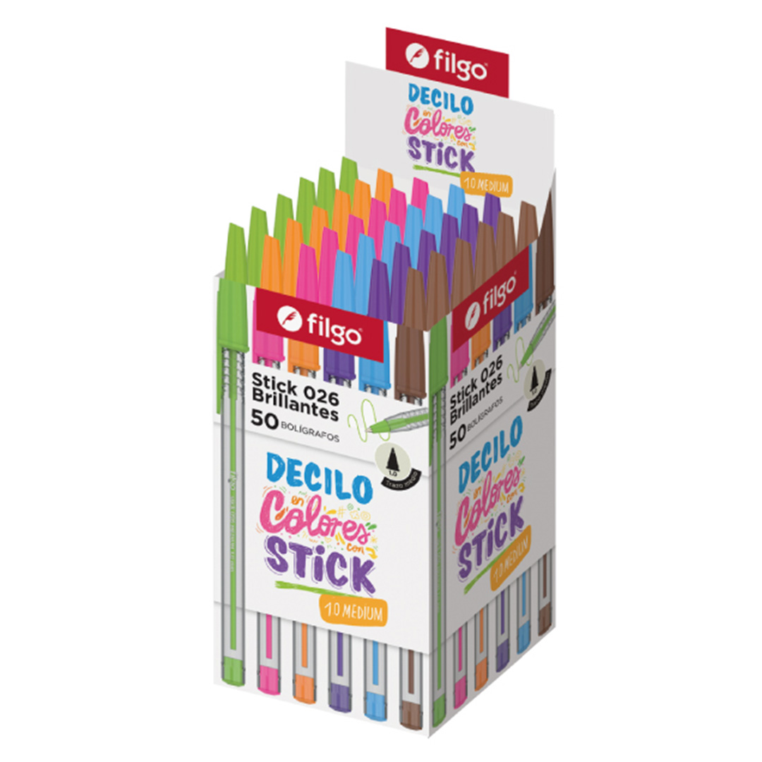  BOLIGRAFO FILGO STICK 026 1MM COLORESSURTIDO X50