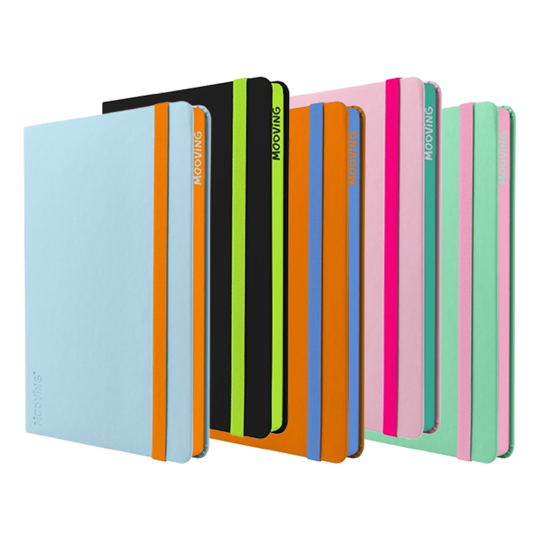  CUADERNO MOOVING A5 PU TAPA DURA TAPALISA COLORES SURTIDOS 96 HOJAS RAYADO