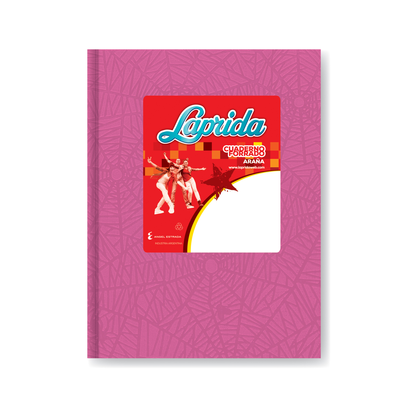  CUADERNO LAPRIDA 16X21 TAPA CARTON ARAÑA  ROSA 50 HOJAS RAYADO