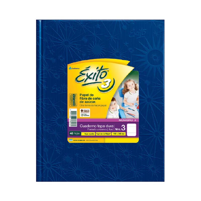  CUADERNO EXITO 19X24 TAPA CARTON FORRADO  AZUL 48 HOJAS RAYADO