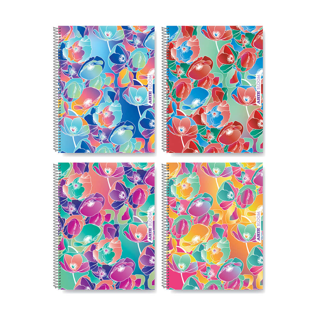  CUADERNO ARTE 29.7 BLOOM 2 TAPA  SEMIRIGIDA ESPIRALADO 80 HOJAS RAYADO