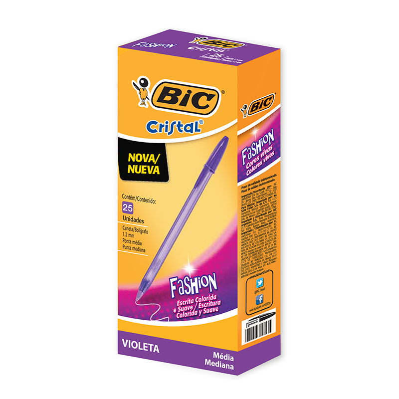  BOLIGRAFO BIC CRISTAL FASHION 1.2MM  LILA X25