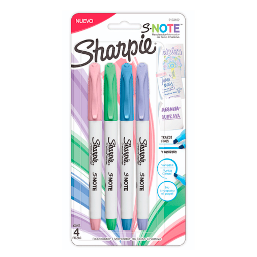  MARCADOR SHARPIE S NOTE LETTERING  BLISTER X4 PASTEL