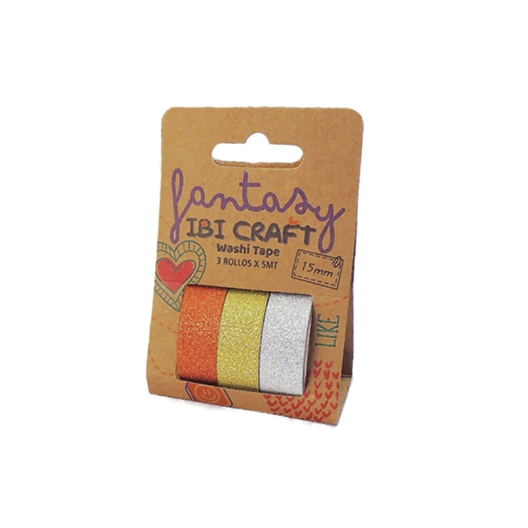  CINTA ADHESIVA IBICRAFT WASHI GLITTER5MT X3