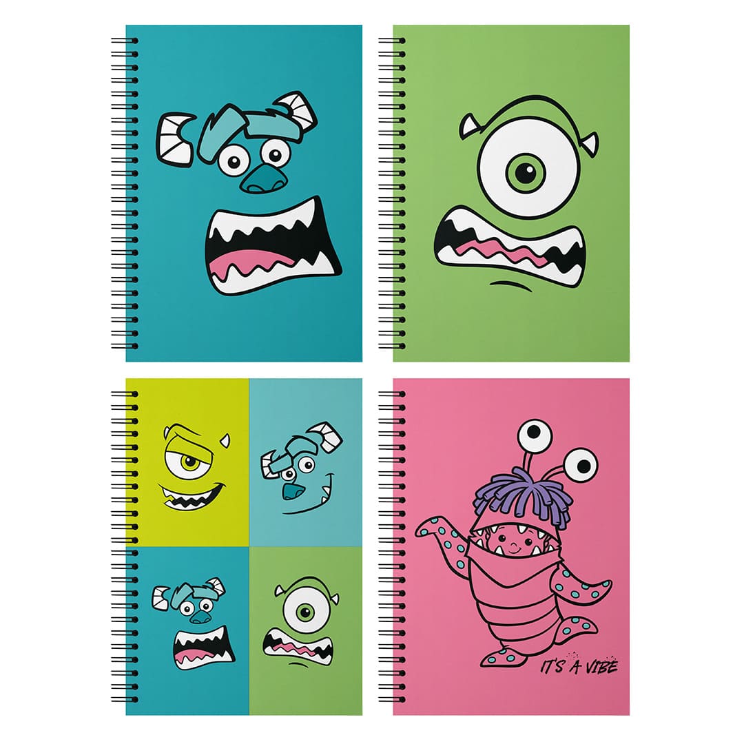  CUADERNO EZCO A4 TAA DURA DOBLE ESPIRAL;
80H RAYADO SURTIDO MONSTERS