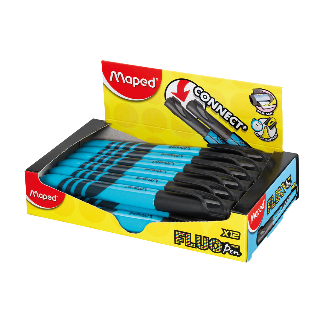  RESALTADOR REDONDO MAPED X12 FLUO  CELESTE