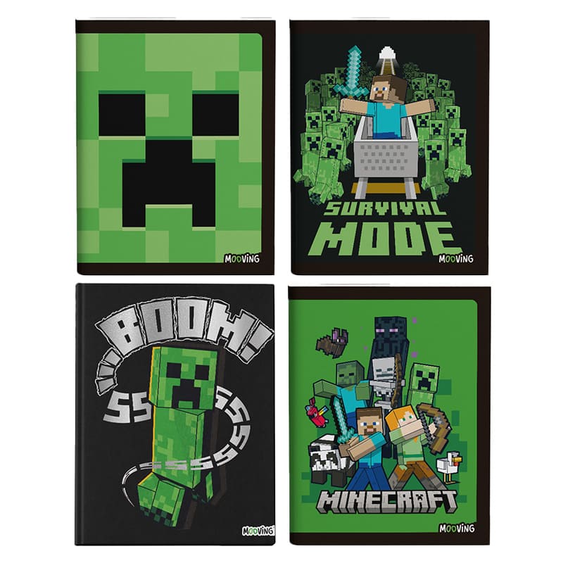  CUADERNO MOOVING 16X21 TAPA FLEXIBLE;
ABROCHADO 48H MINECRAFT