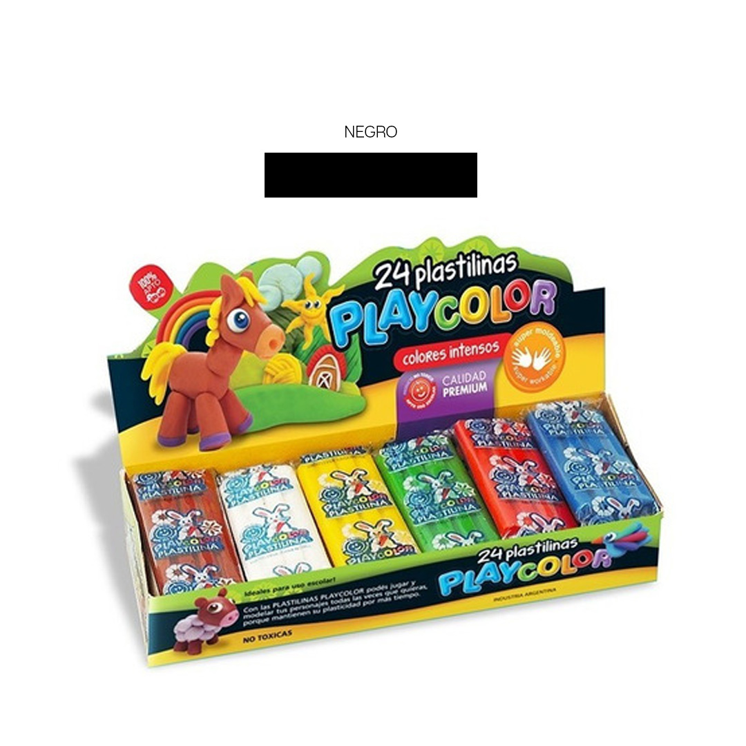  PLASTILINA PLAYCOLOR X24 BARRAS NEGRO