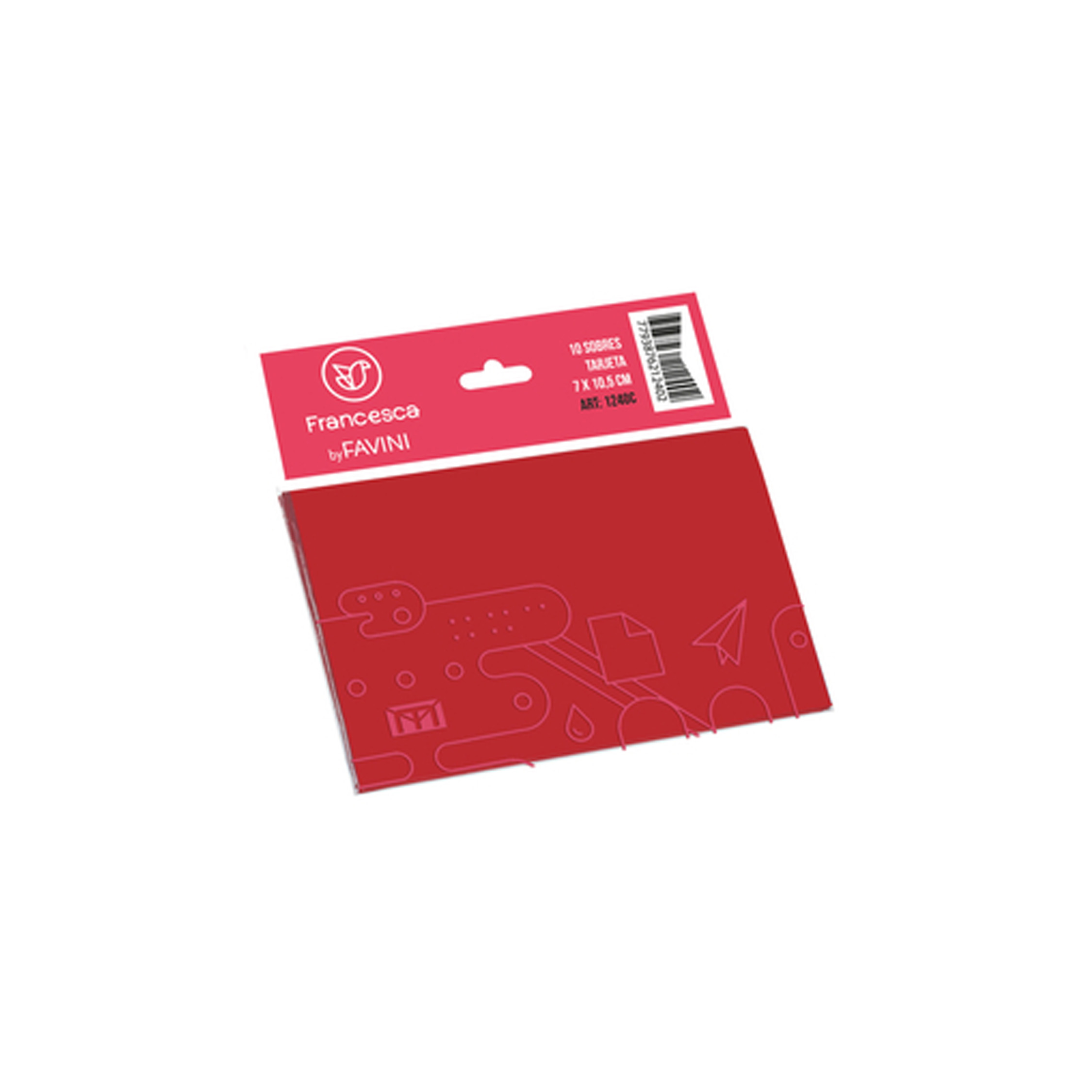  SOBRE MEDORO TARJETA PAPEL ROJO 120G  70X105 X10