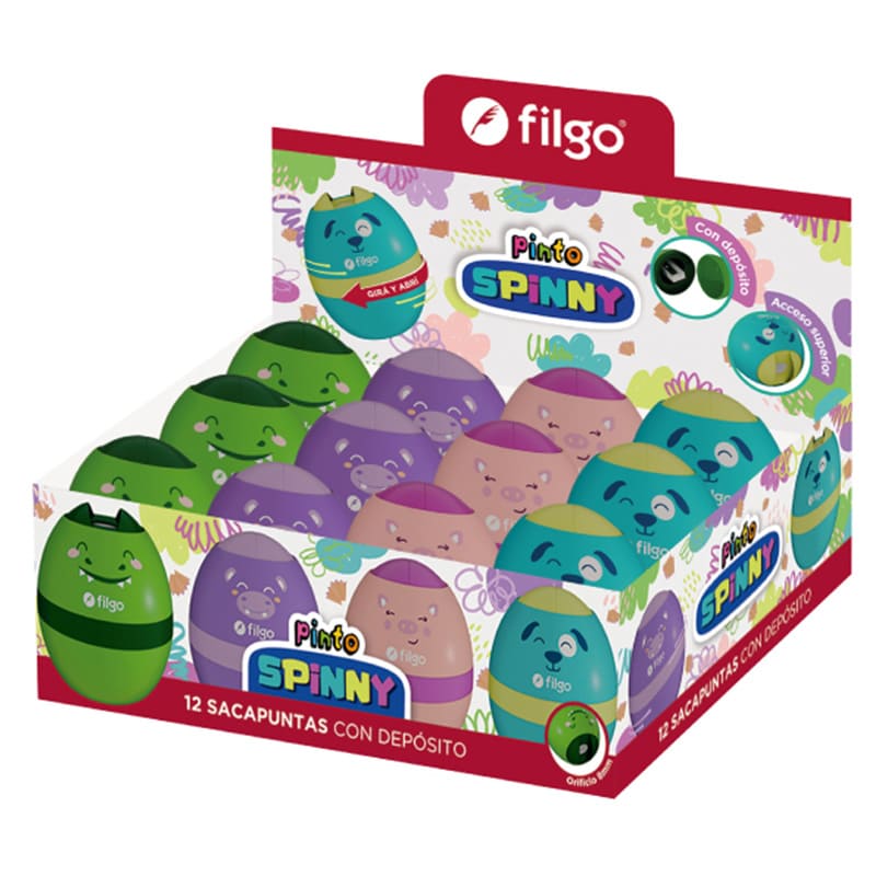  SACAPUNTAS FILGO SPINNY CON DEPOSITO  DISPLAY X12