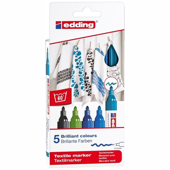  MARCADOR PARA TELA EDDING GRUESO X5  SURTIDO FRIO