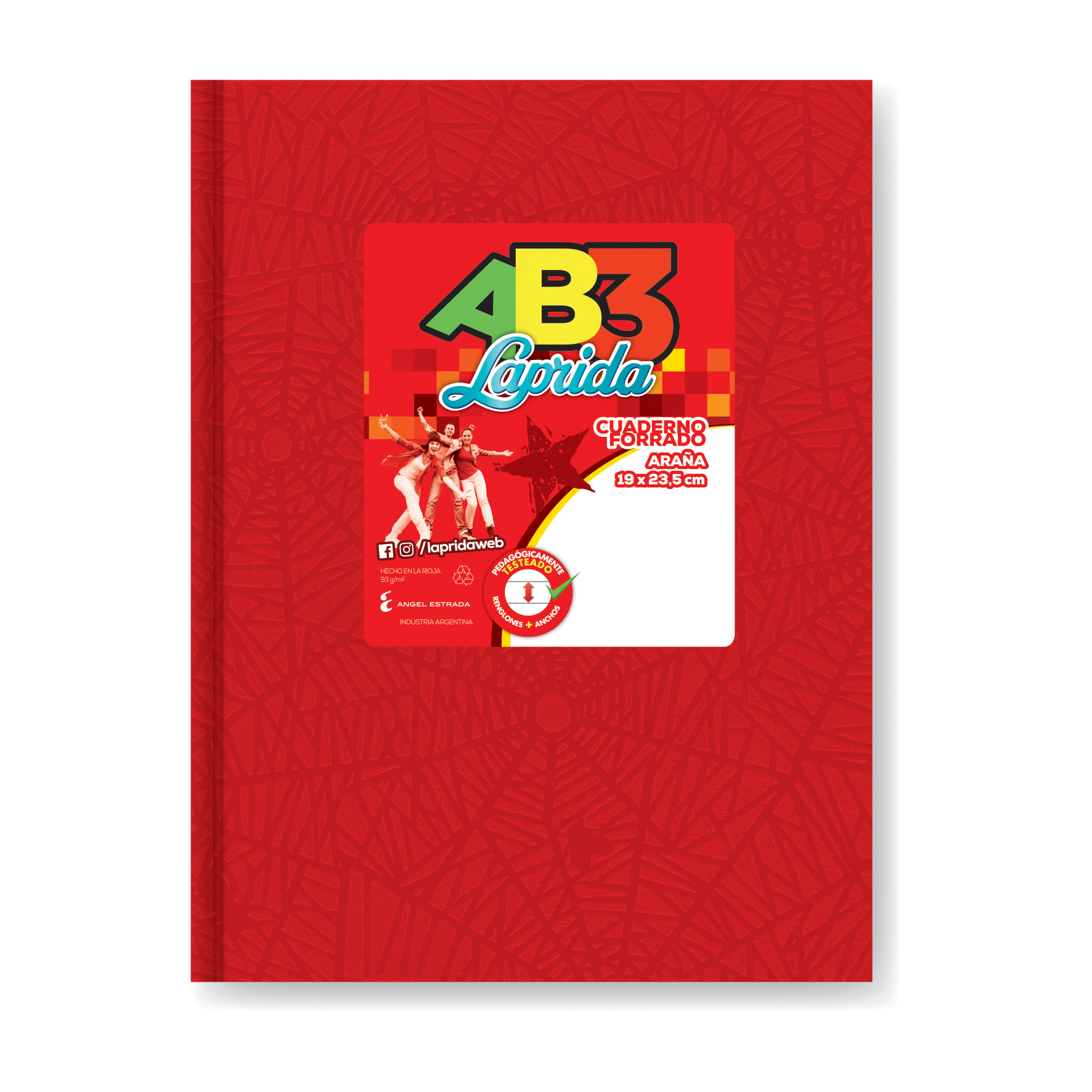  CUADERNO LAPRIDA 19X23 AB3 TAPA CARTON;
ARAÑA ROJO 50 HOJAS CUADRICULADO