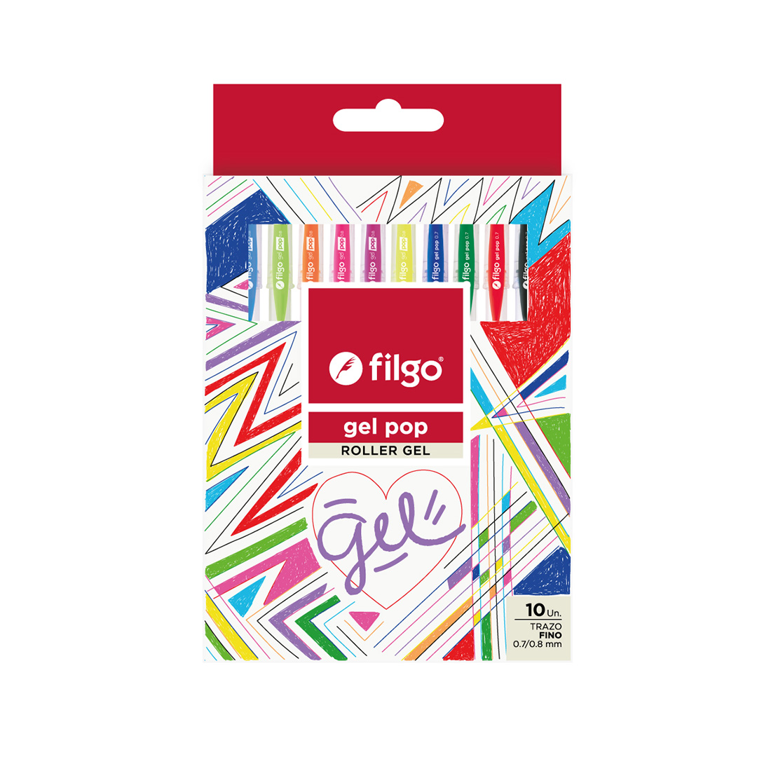  ROLLER GEL FILGO POP BLISTER X10 SURTIDO  CLASICOS + FLUO