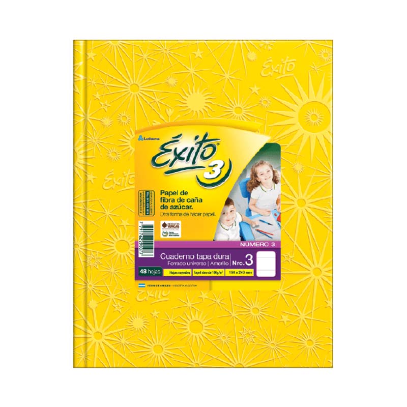  CUADERNO EXITO 19X24 TAPA CARTON FORRADO  AMARILLO 48 HOJAS RAYADO